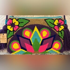 Wayuu style culture Bohemian Crossbody Clutch Colombian Bag handmade tapestry